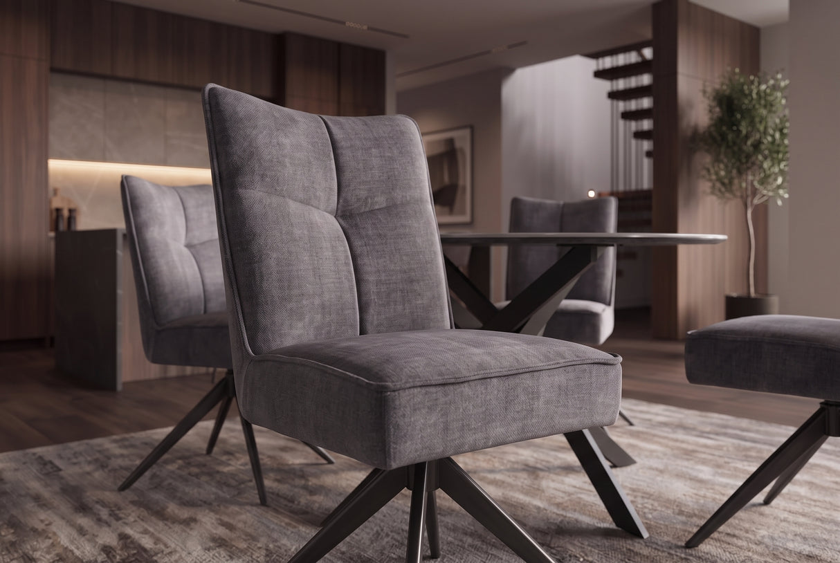 Swivel chair LUGANO 360° auto-return 150 kg load capacity spring core velour velvet grey black