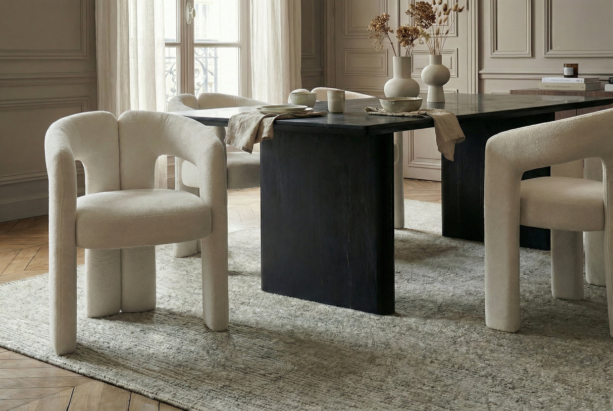 Chair ARCH bouclé creme white teddy fleece armchair