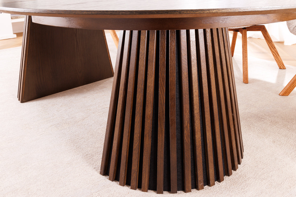Dining table VALHALLA WOOD round 120-160-200cm extandable oak dark