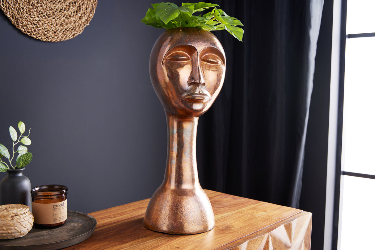 Decoration vase FACE 50cm antique copper