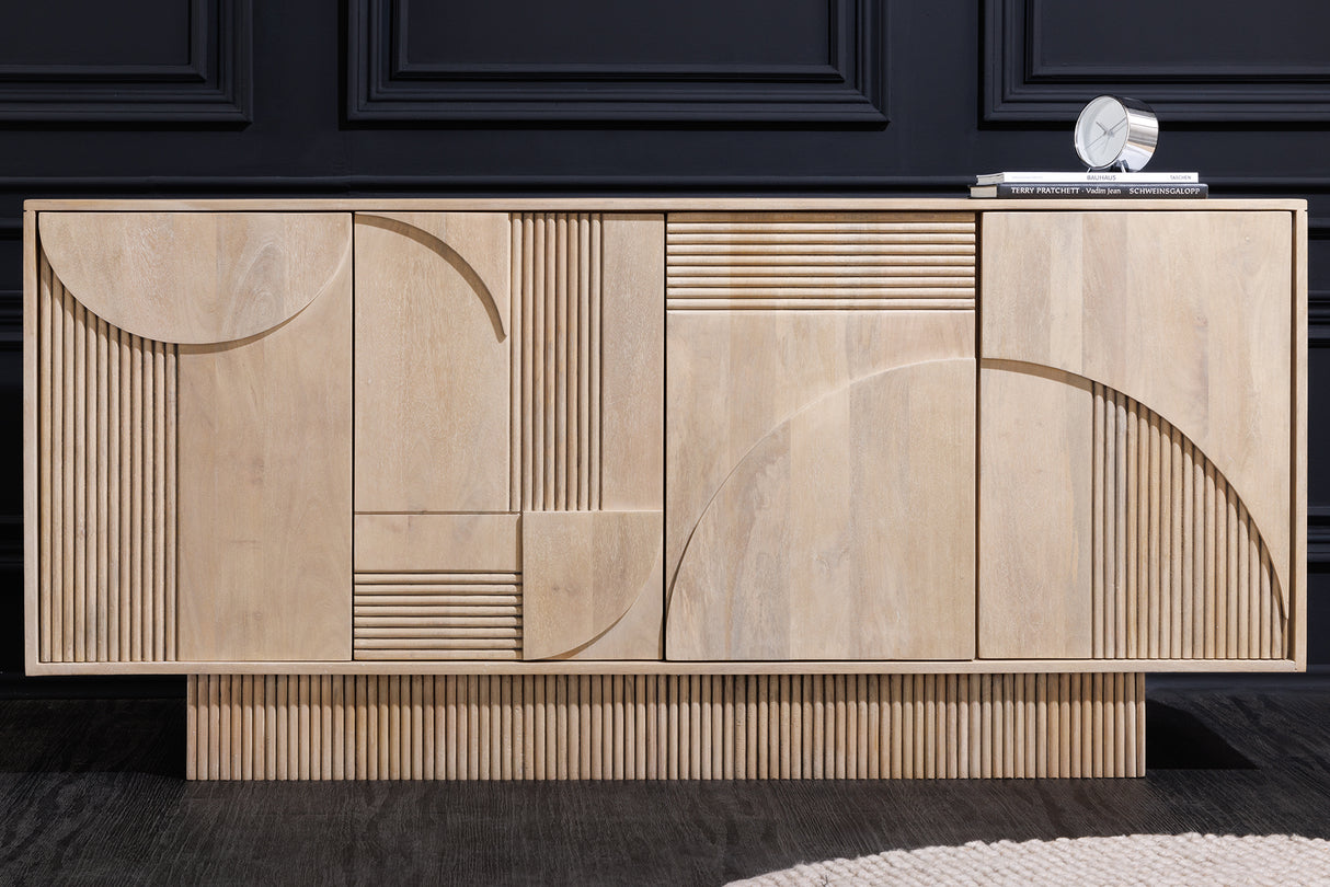 Sideboard ART DECO 170cm 3D Mangoholz weißgekalkt
