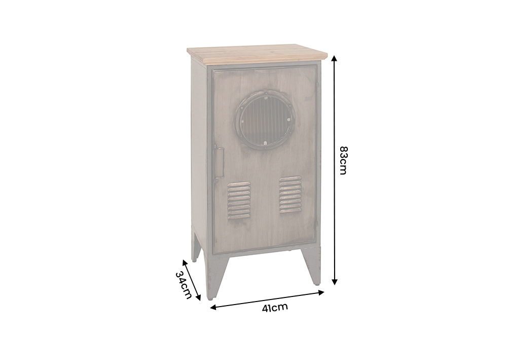 Cabinet NAUTILUS 80cm pine wood metal vintage brown