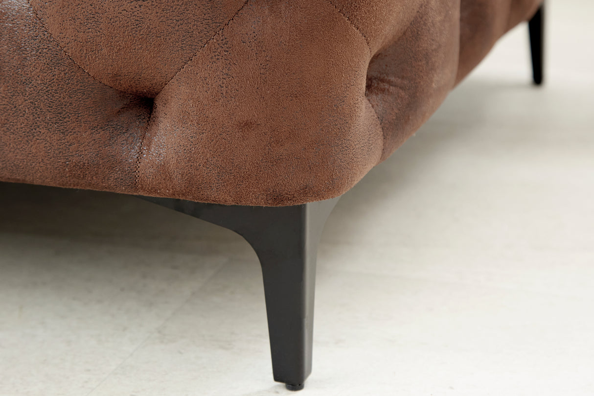 Stool MODERN BAROCK 90cm antique brown in chesterfield style