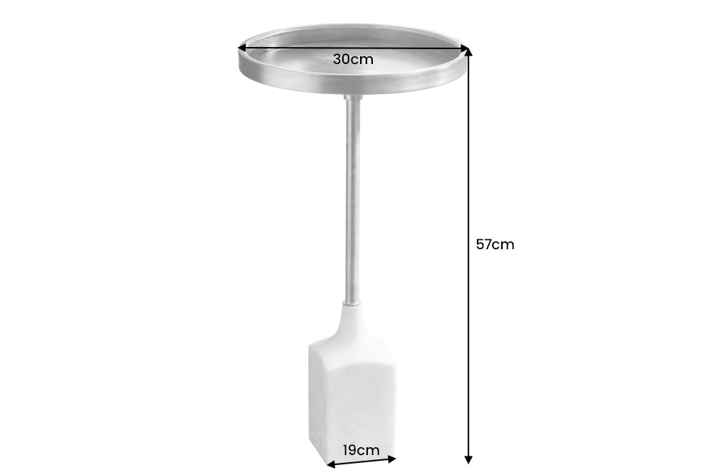 Beistelltisch TRAYFUL 55cm Antik Gold mit Marmorfuß