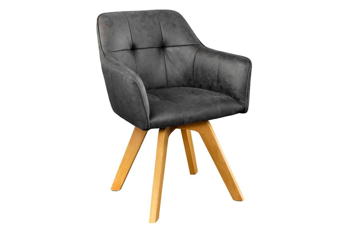 Swivel chair LOFT 180° with armrests microfibre antique grey