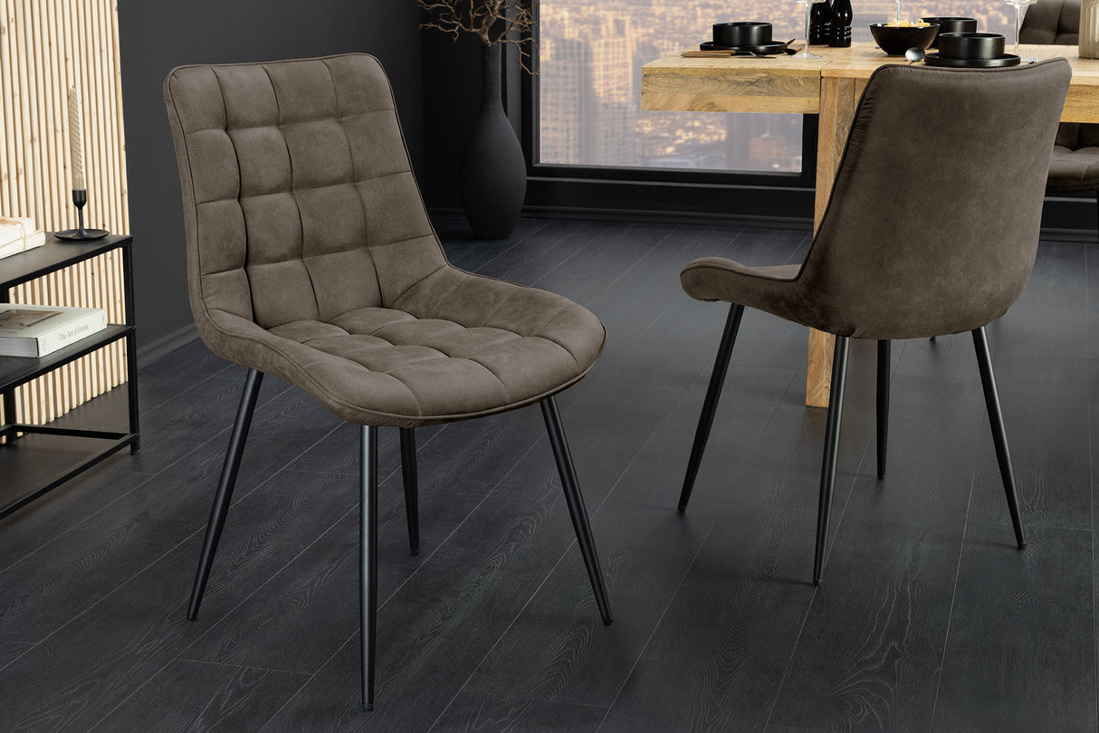 Stuhl ROADSTAR Microfaser taupe mit schwarzen Metallbeinen