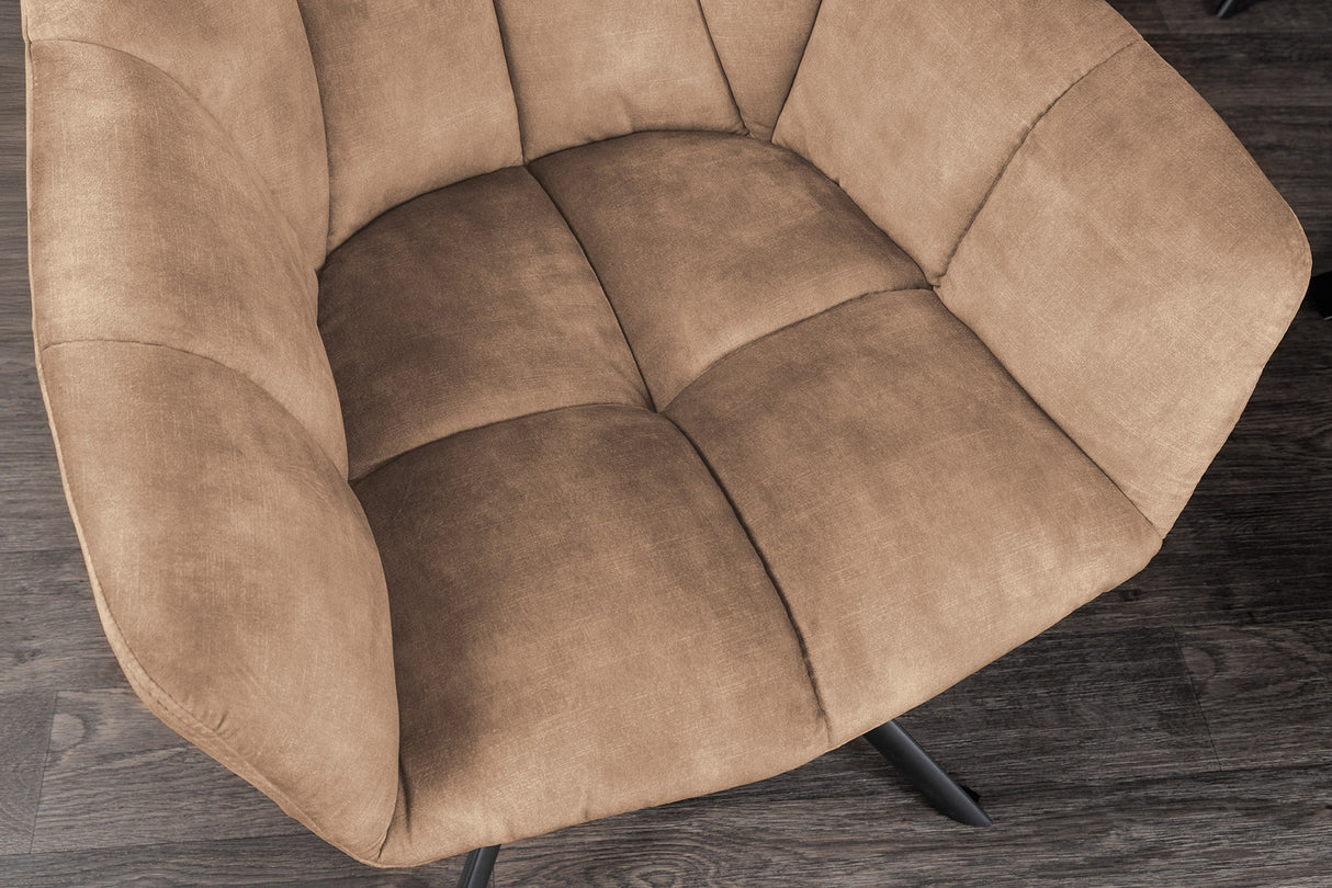 Swivel chair PAPILLON rotatable 180° w/ armrests velvet champagne greige
