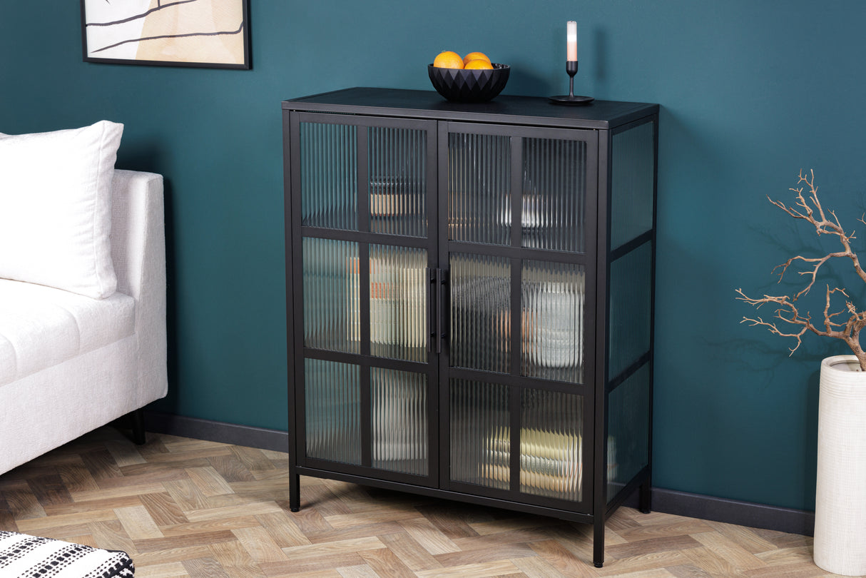 Display case DURA STEEL 102cm ribbed glass black