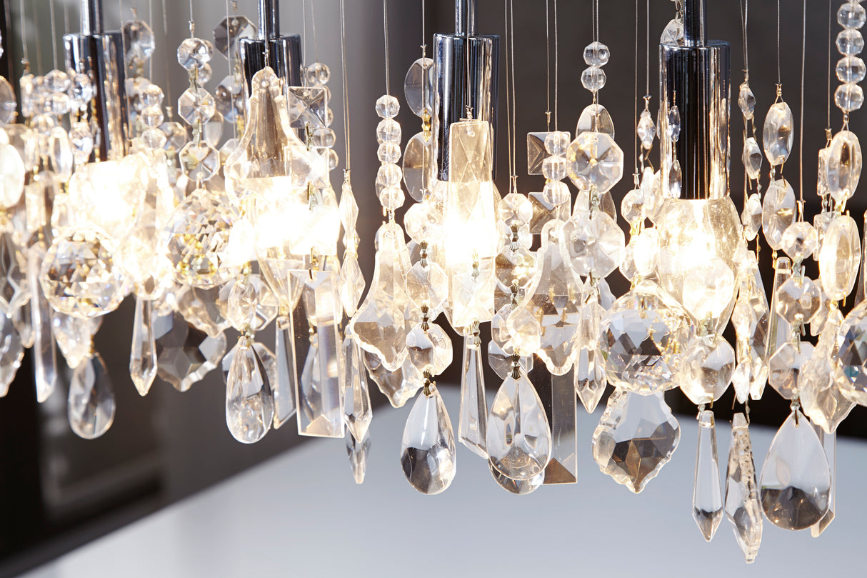 Pendelleuchte DIAMONDS 120cm 9 flammig silber