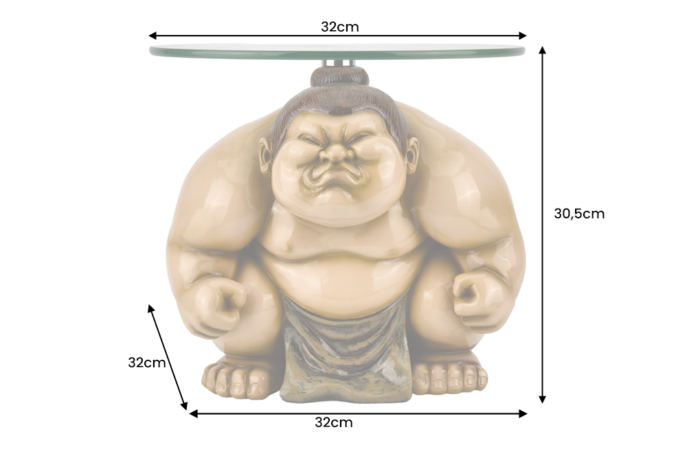 Beistelltisch SUMO, rund, 30 cm, Glas, beige