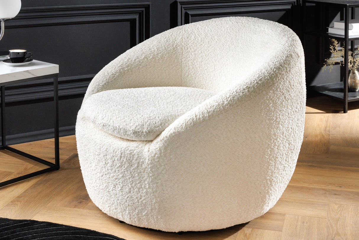 Sessel ALPINE 360° drehbar, Bouclé, weiß