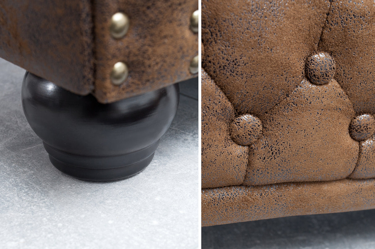 Sofa CHESTERFIELD 3-seater antique look brown