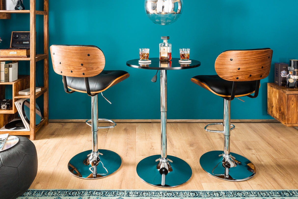 Bar stool CLASSICO 95-115cm artificial leather and walnut veneer rotatable