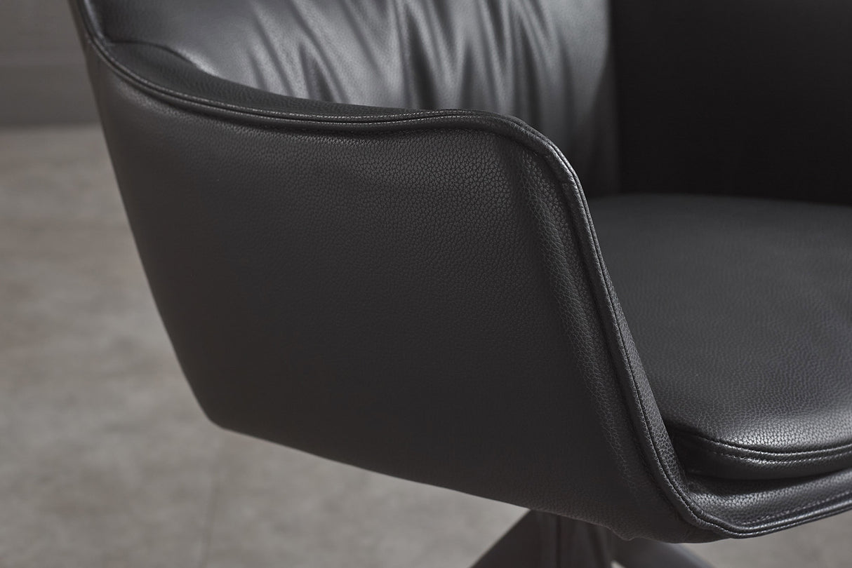 Drehstuhl VOGUE 360° mit Armlehnen Kunstleder schwarz mit Metallgestell schwarz