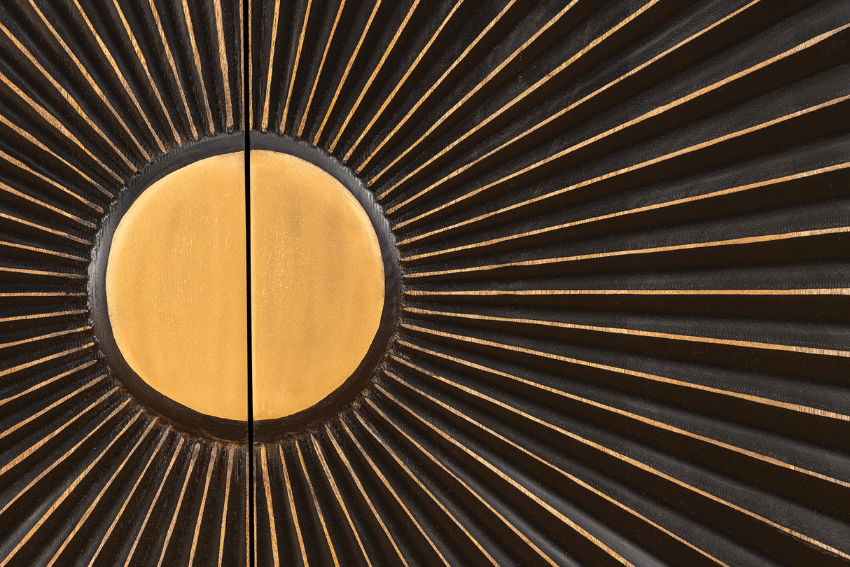 Sideboard SOLARIS 180cm 3D Mango Schwarz Gold