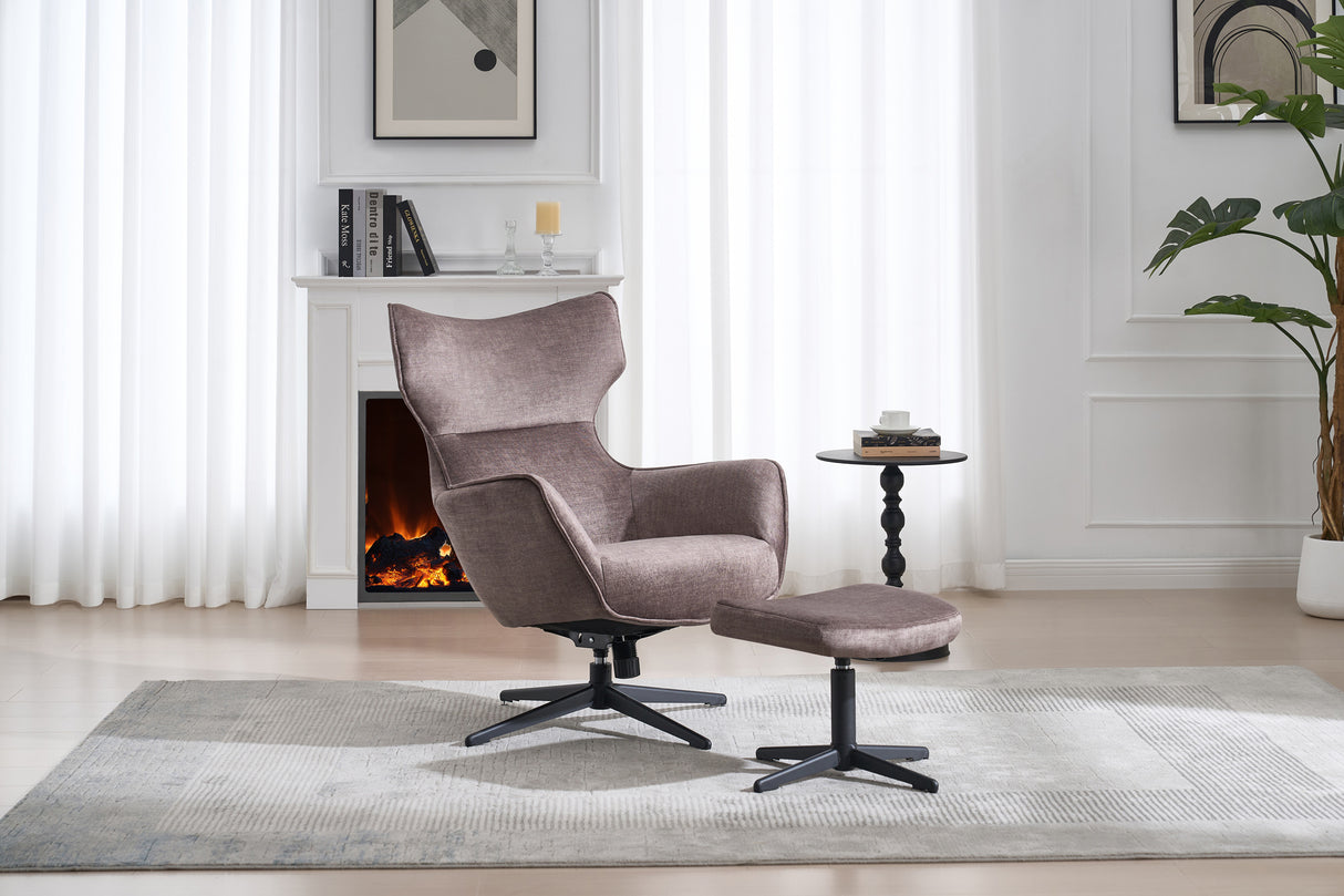 Sessel VOGUE 360° drehbar Samt Taupe mit schwarzem Metallgestell