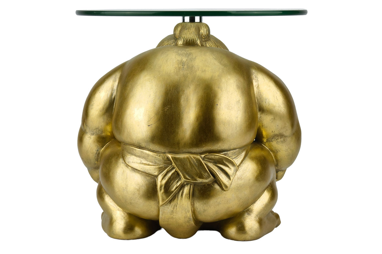 Beistelltisch SUMO 30 cm runder Glastisch gold
