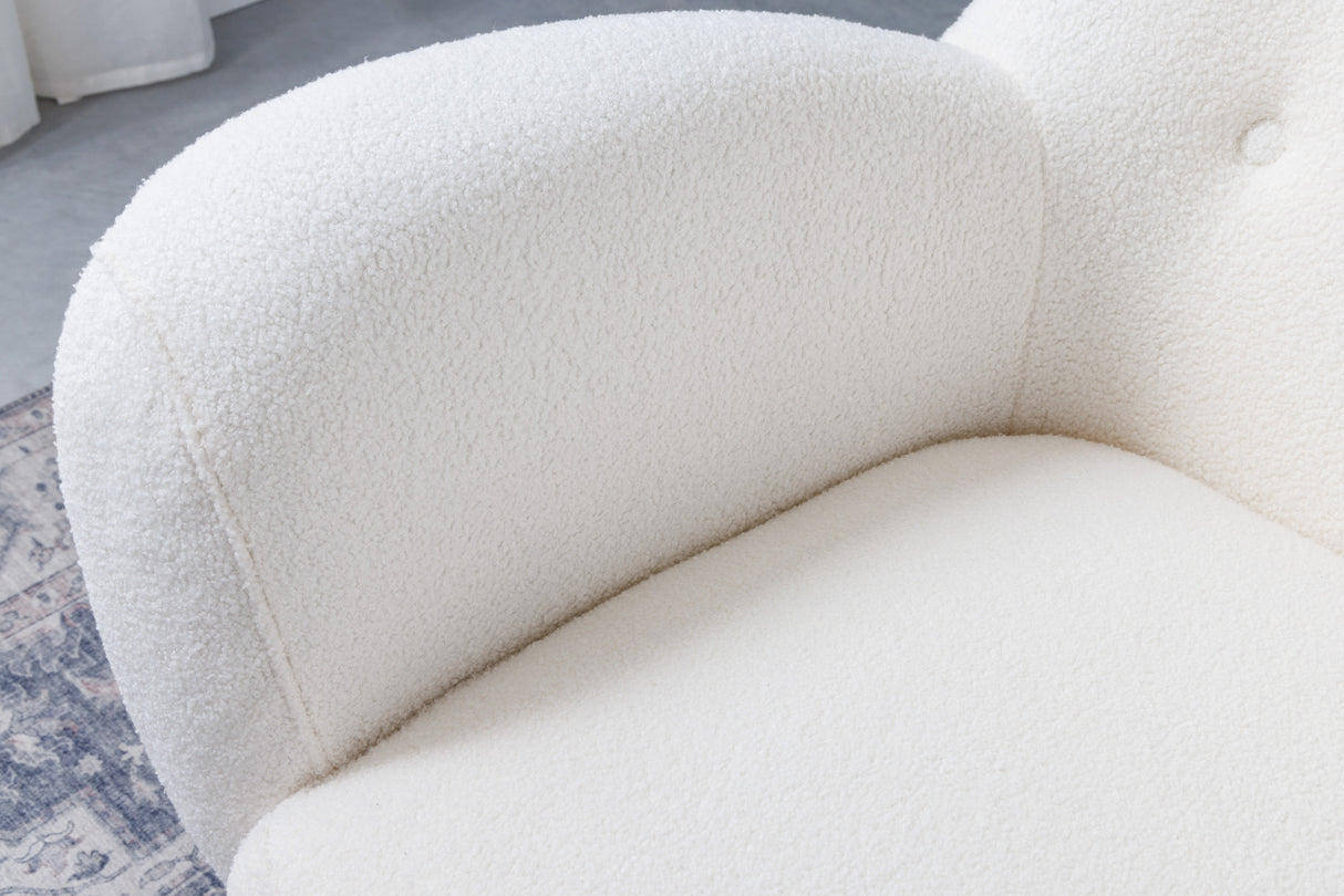 Ohrensessel DON mit goldenen Kappen Bouclé weiß