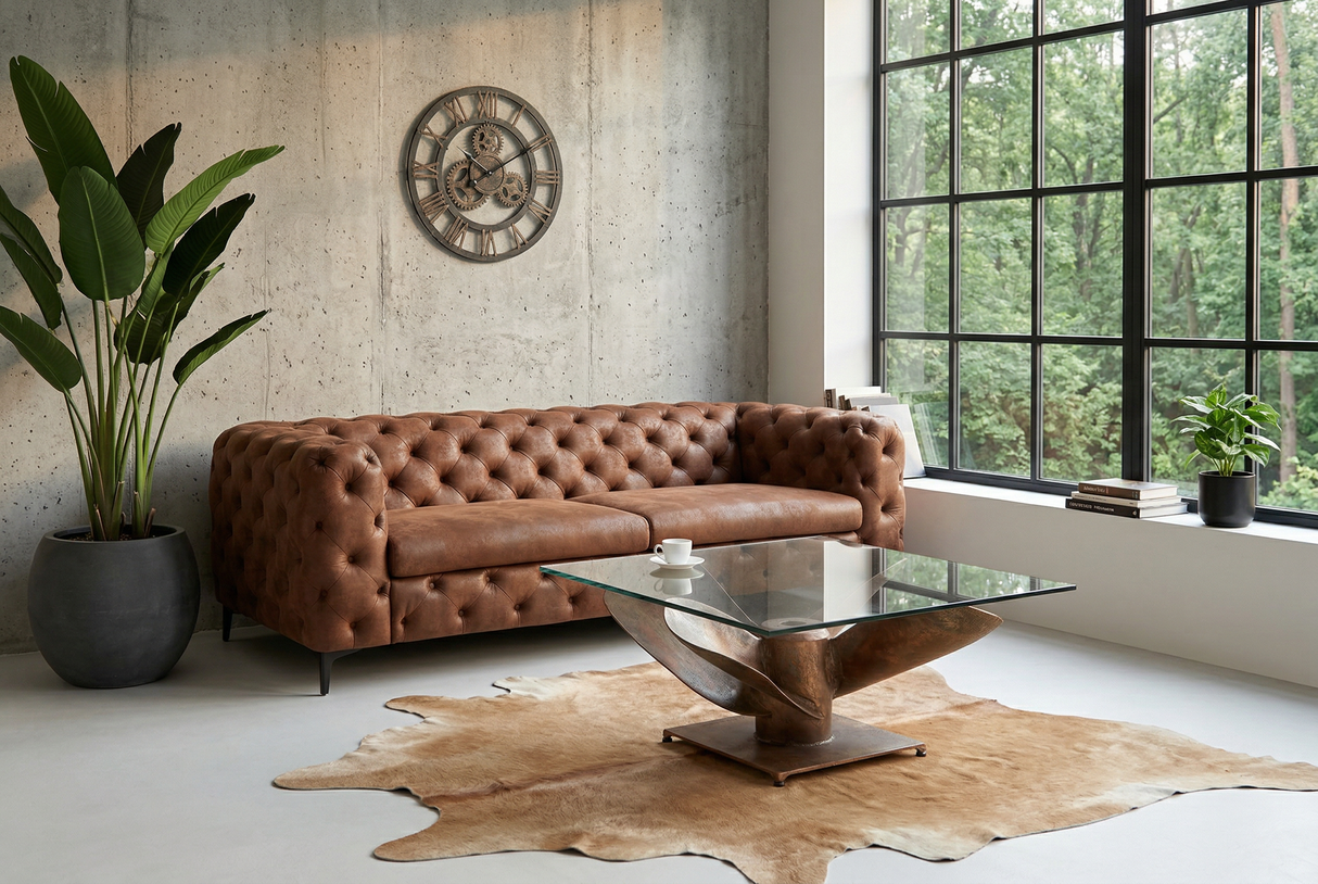 Coffee table OCEAN 85cm base part antique copper w/o glass plate