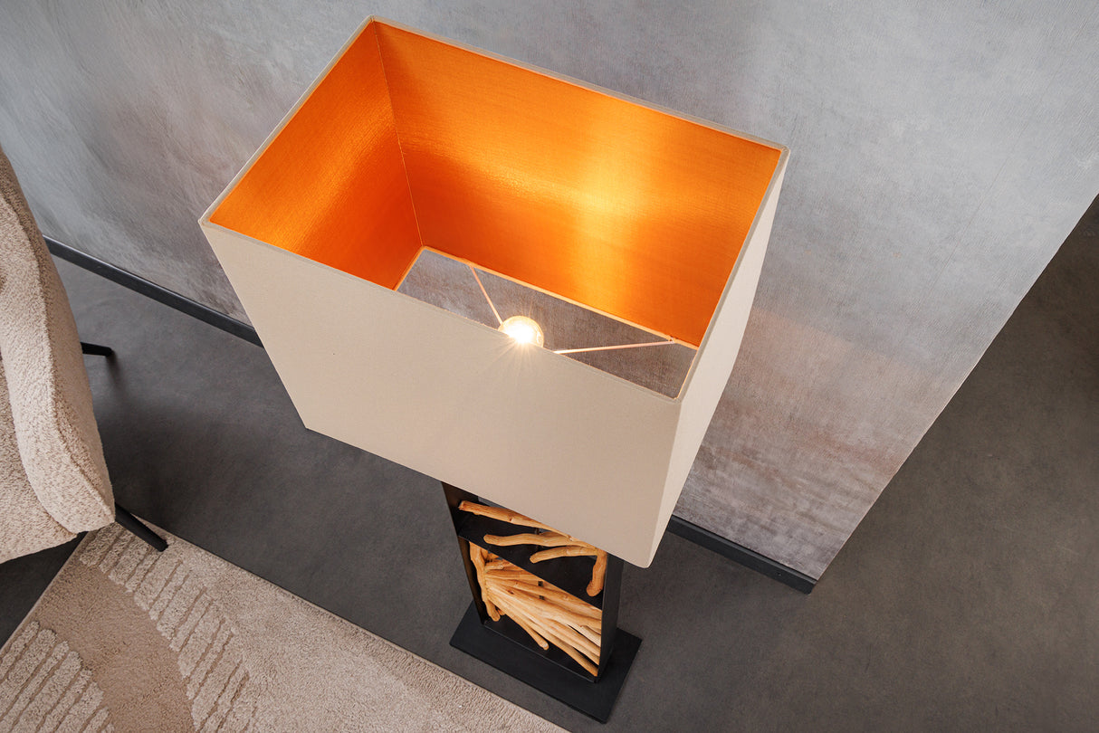 Stehleuchte EUPHORIA 165cm Lampenschirm beige Longanholz natur