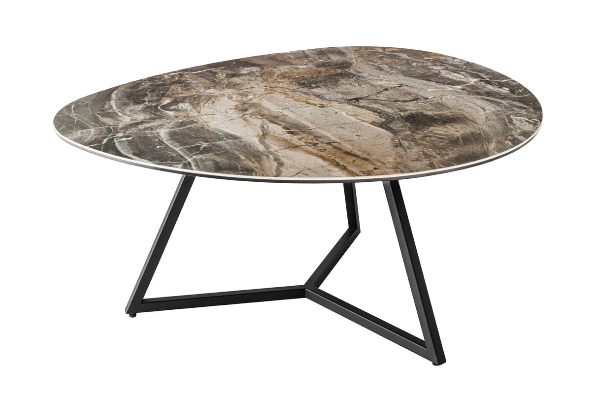 Couchtisch MARVELOUS 90cm Keramik taupe Hartglas