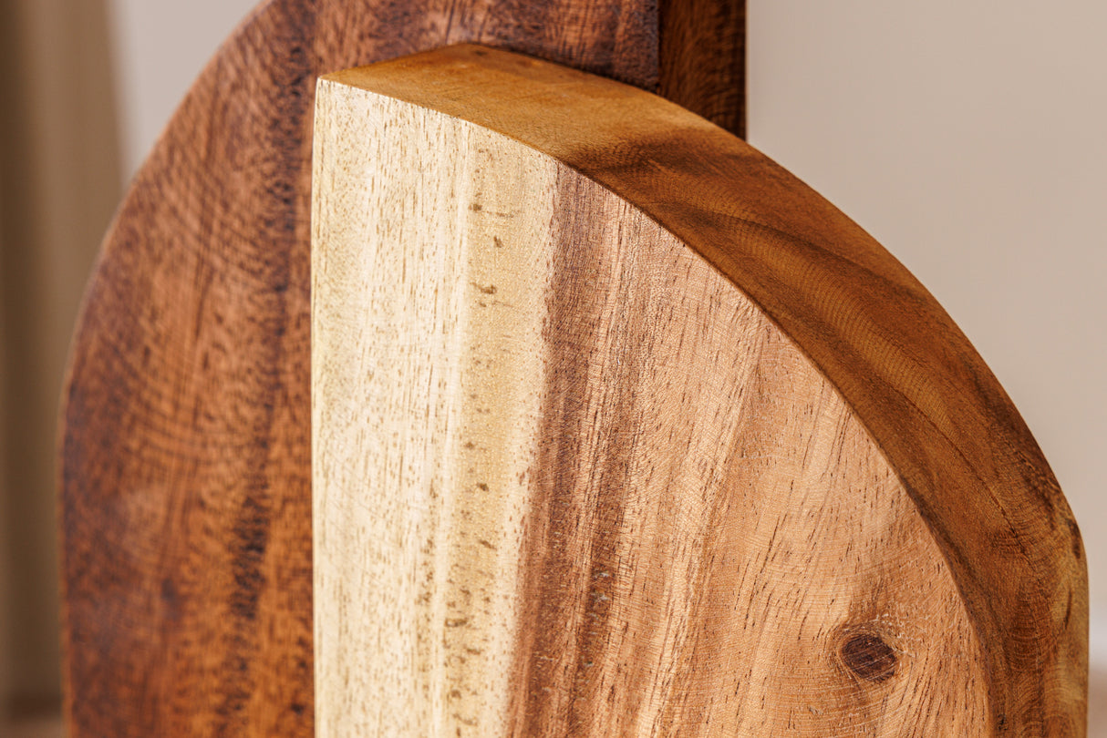 Table lamp LOVERS 60cm natural raintree wood lampshade bouclé white