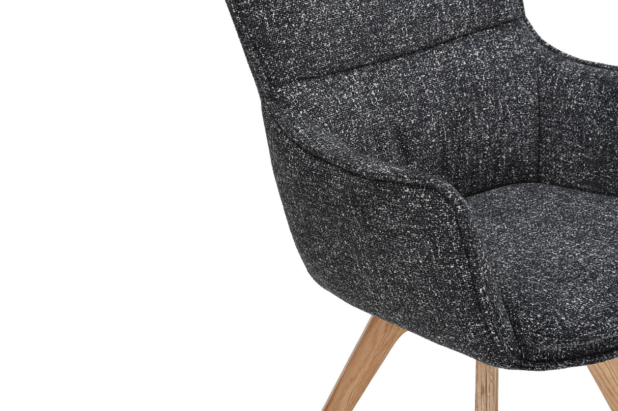 Drehstuhl VOGUE 360° mit Armlehnen Strukturstoff anthrazit mit Eichengestell natur