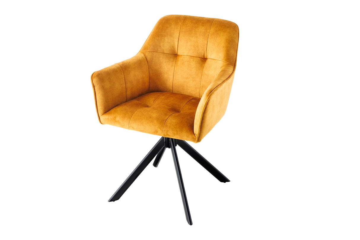 Swivel chair LOFT 180° with armrests velvet mustard yellow