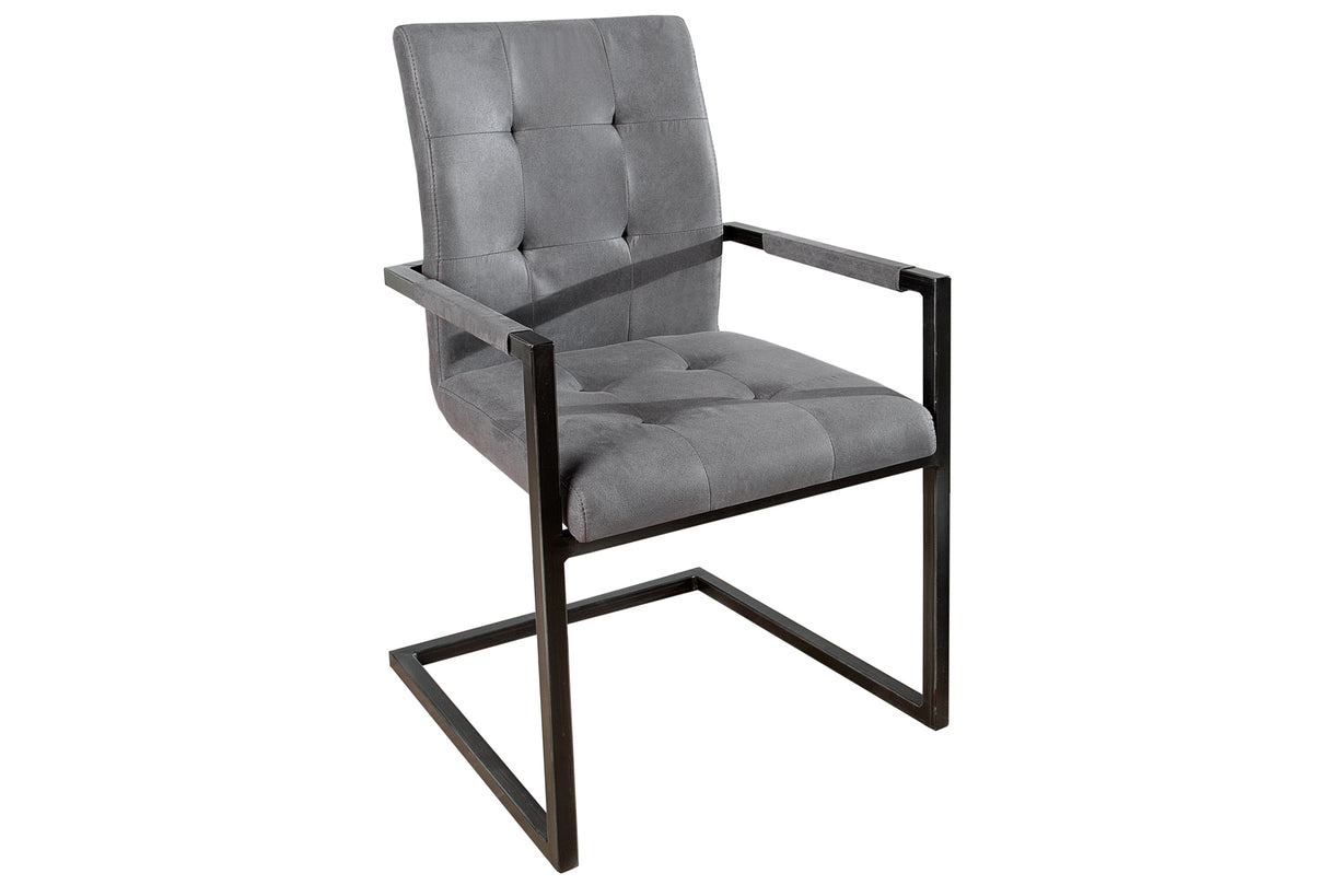 Cantilever chair OXFORD with armrests microfibre grey