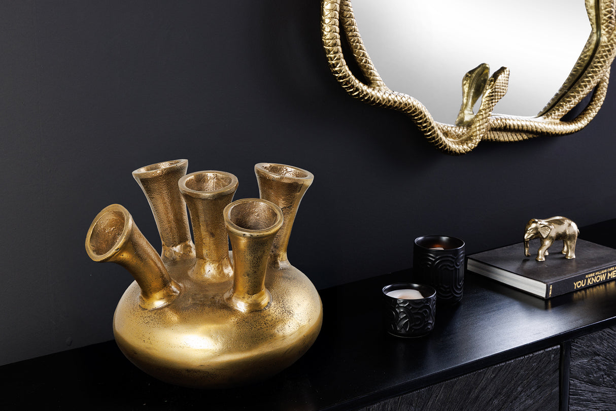 Vase KIYA 25cm gold 5 mit Blumenöffnungen