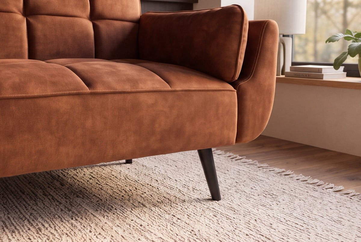 Schlafsofa BOUTIQUE 215cm 3-Sitzer Samt Rostbraun