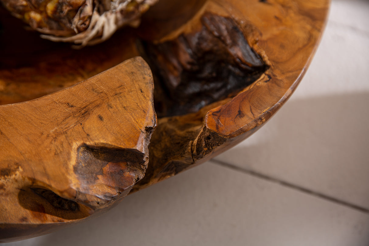 Root wood bowl 40cm teak wood natural