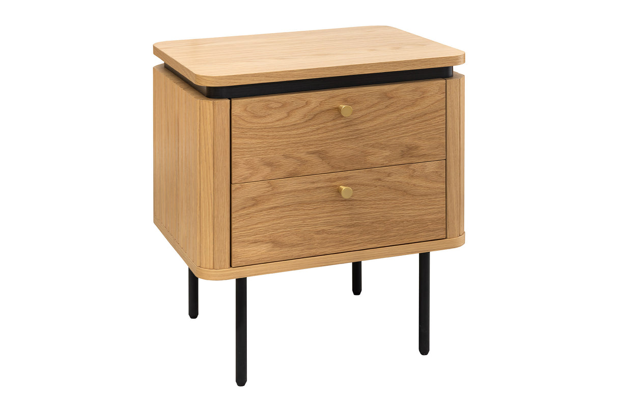Bedside table ATELIER 55cm natural oak wood look w/ black legs