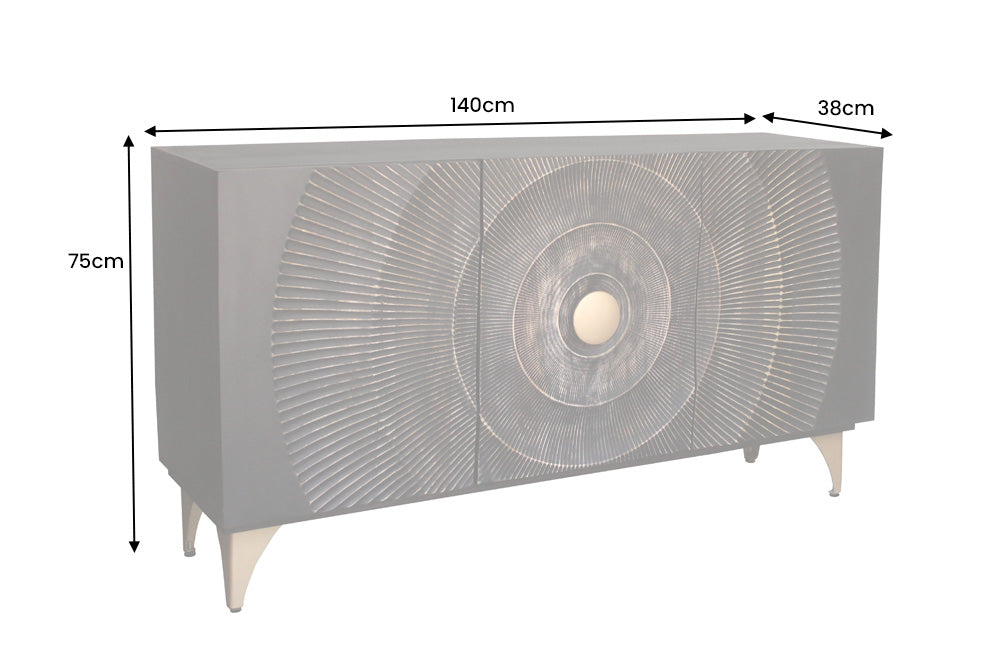 Sideboard GOLDEN SUNSET 140cm 3D mango wood black
