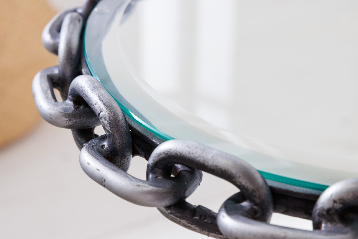 Side table CHAIN 55cm w/ glass plate