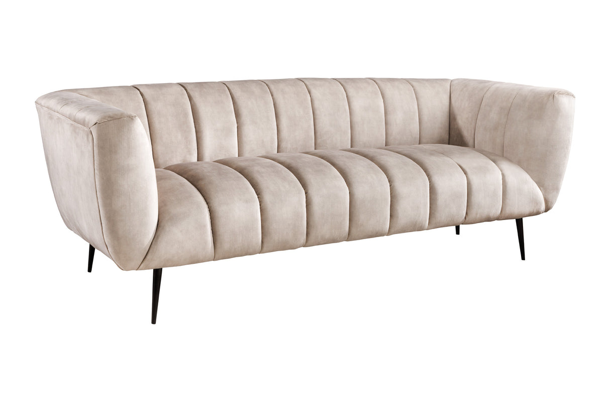 Sofa NOBLESSE 225cm 3-Sitzer Struktursamt Champagner mit schwarzen Füßen