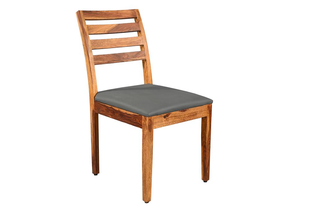 Stuhl MAKASSAR 90cm Kunstleder dunkelgrau und Palisanderholz braun