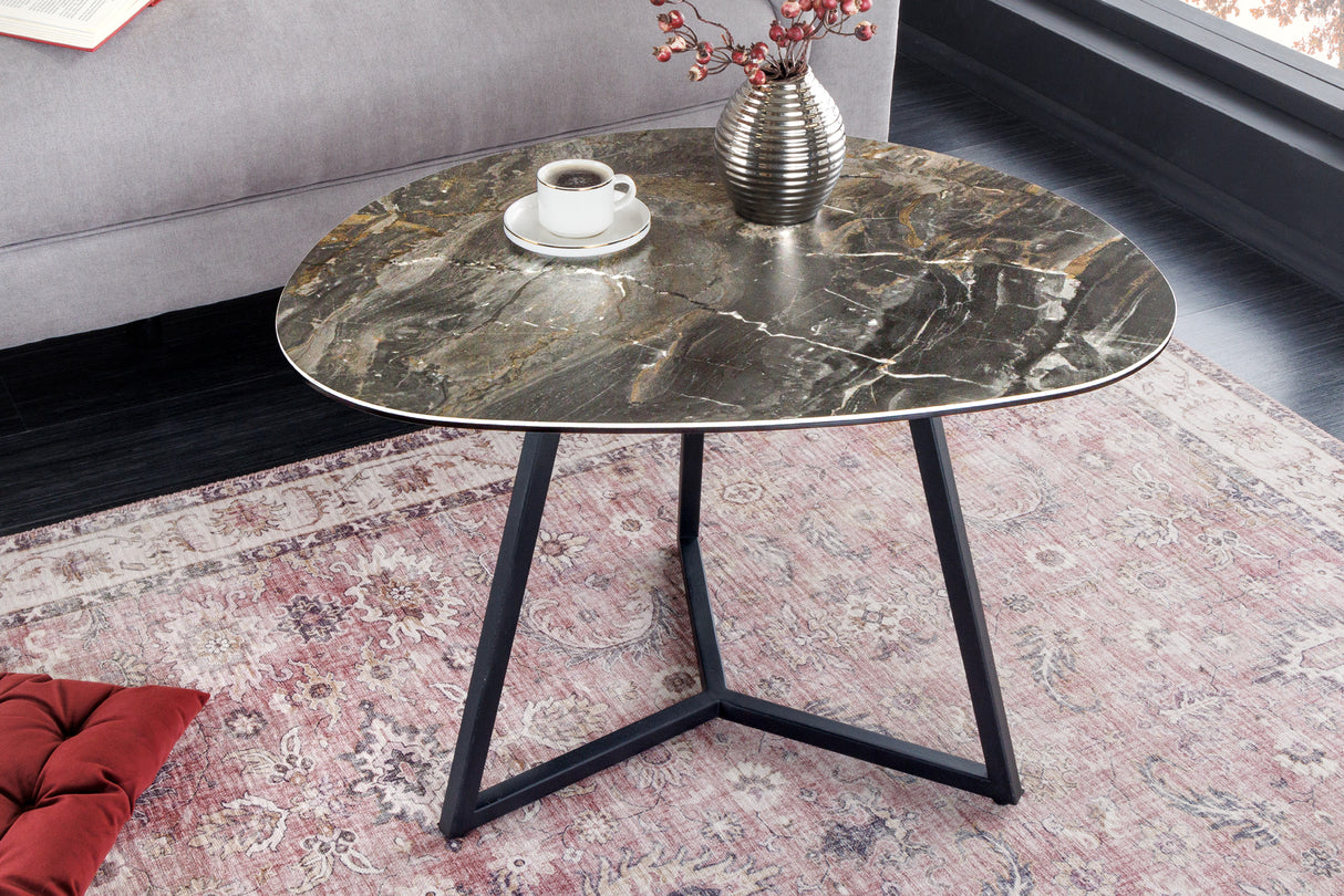 Couchtisch MARVELOUS 70cm Keramik und Marmor taupe