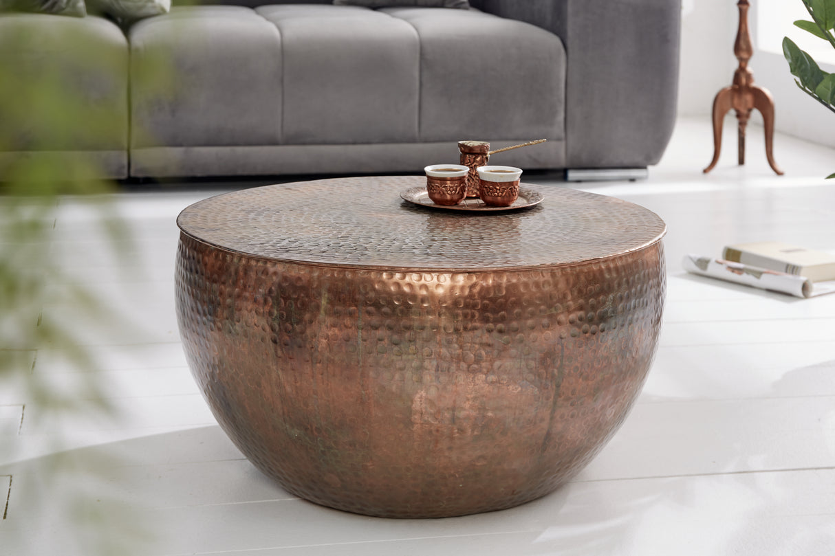 Couchtisch ORIENT II 60cm Kupfer meliert mit Hammerschlageffekt