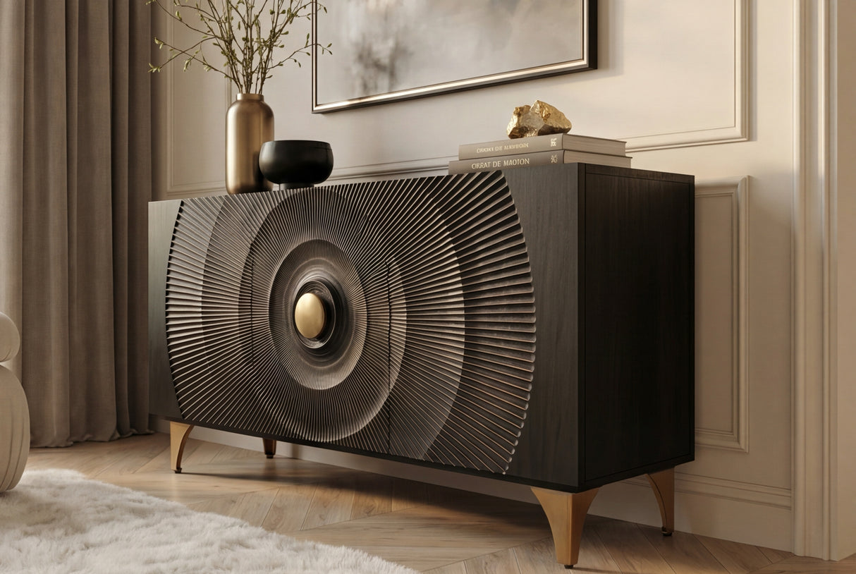 Sideboard GOLDEN SUNSET 140cm 3D mango wood black