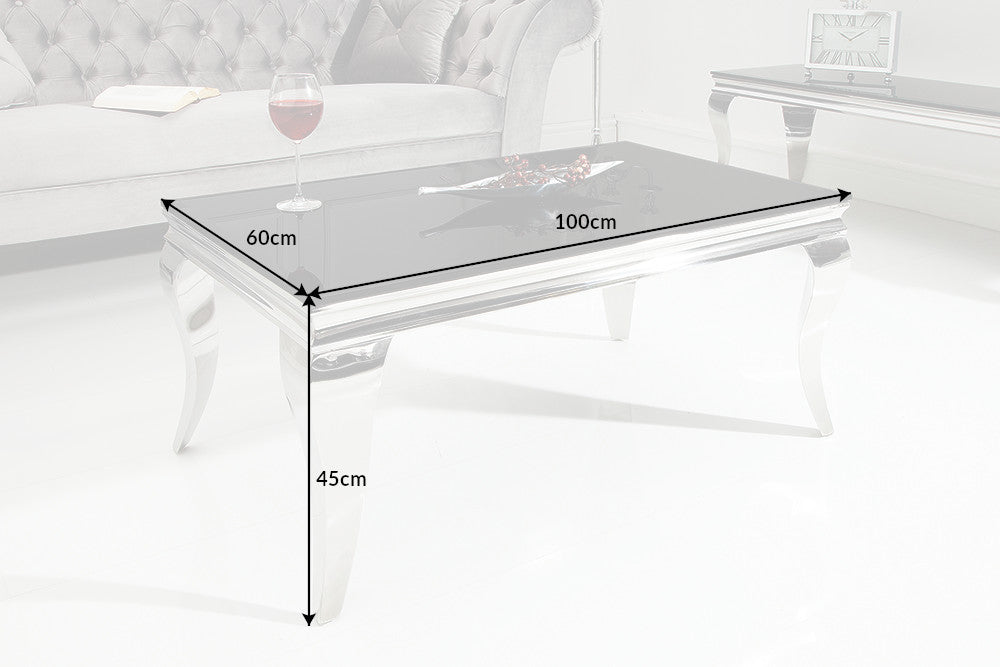 Couchtisch MODERN BAROCK 100cm gehärtetes Opalglas schwarz