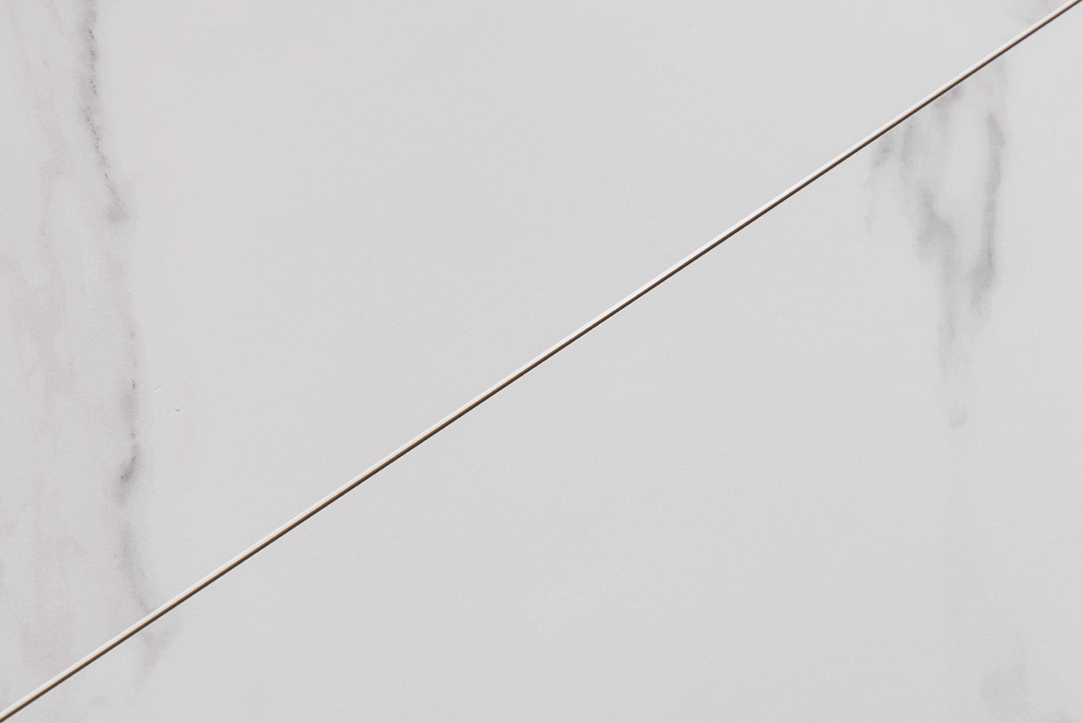 Esstisch ATLAS 160-200cm ausziehbar Marmoroptik weiß Keramik Hartglas