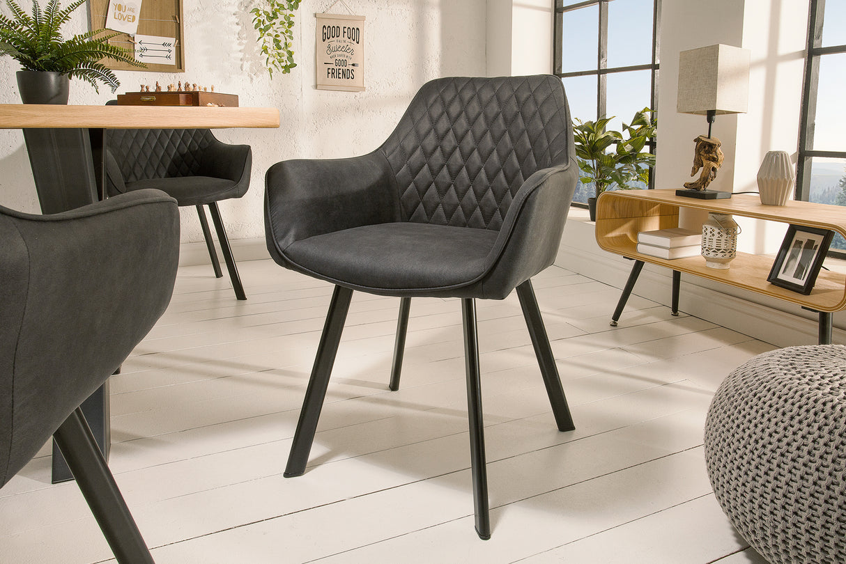Chair PALERMO with armrests microfibre anthracite