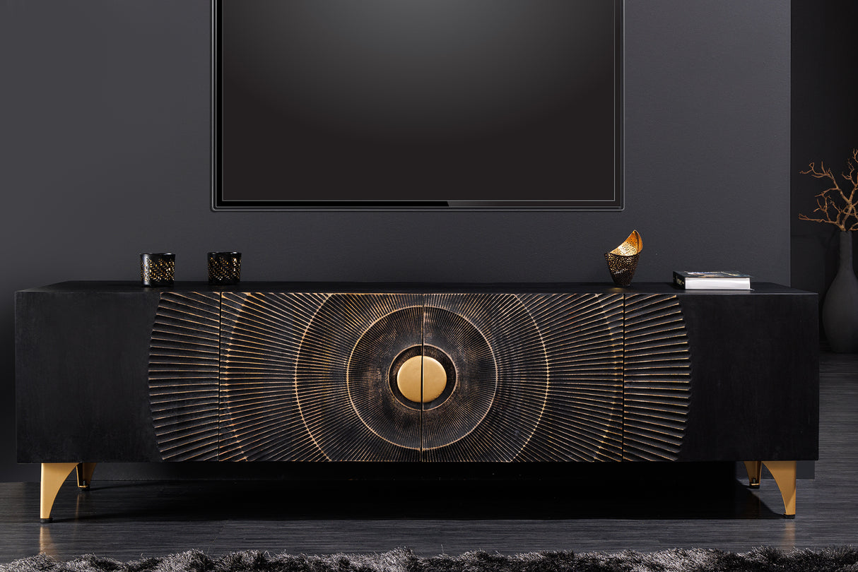 TV-Board GOLDEN SUNSET 180cm 3D Mangoholz schwarz