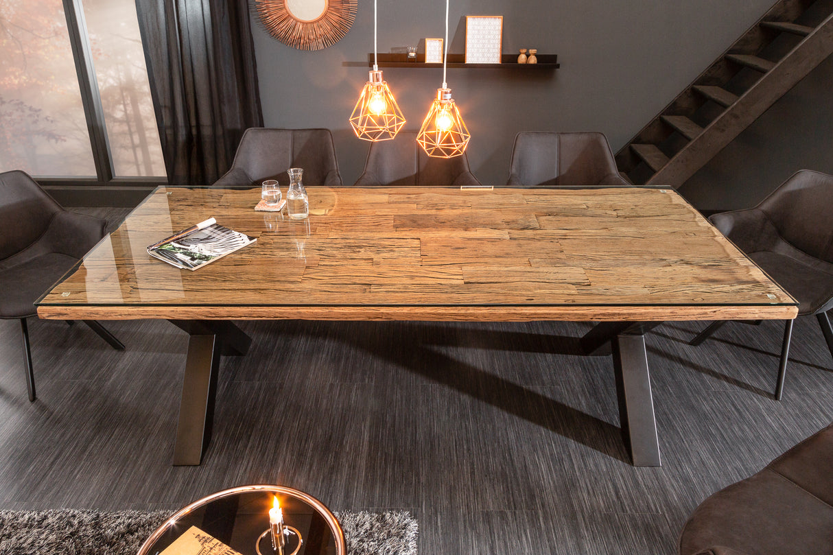 Dining table BARRACUDA 220cm X-legs natural w/o glass plate