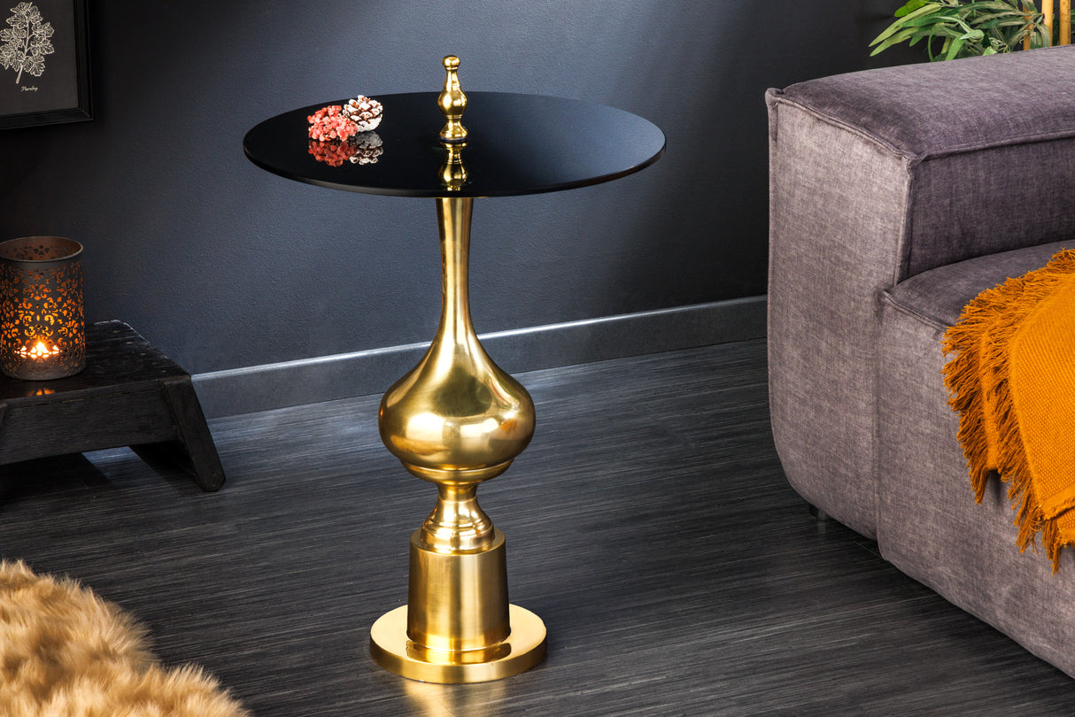 Side table ABSTRACT 65cm gold with glass plate