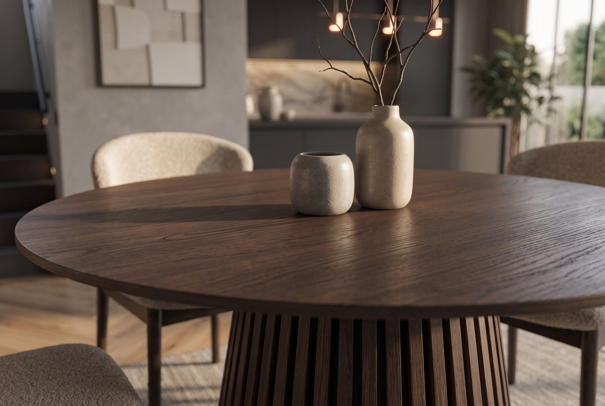 Esstisch VALHALLA WOOD Ø 120cm rund Eichenholz furniert Rauchbraun