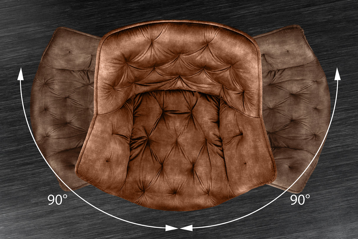 Drehstuhl THE DUTCH COMFORT 180° drehbar mit Armlehnen Samt rostbraun