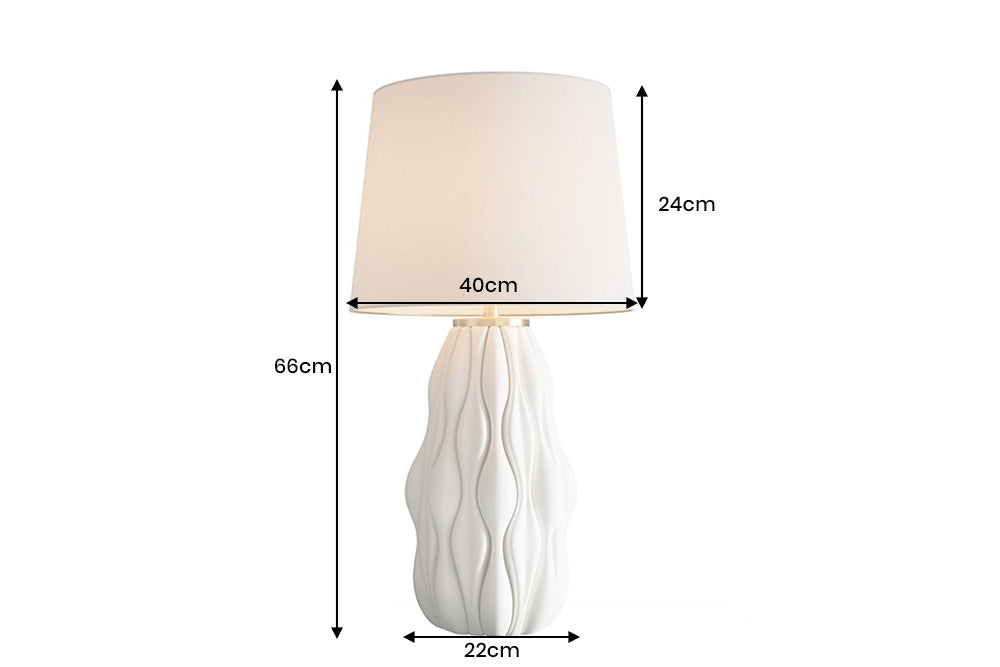 Table lamp ELEGANCIA 65cm white lampshade ceramic white golden