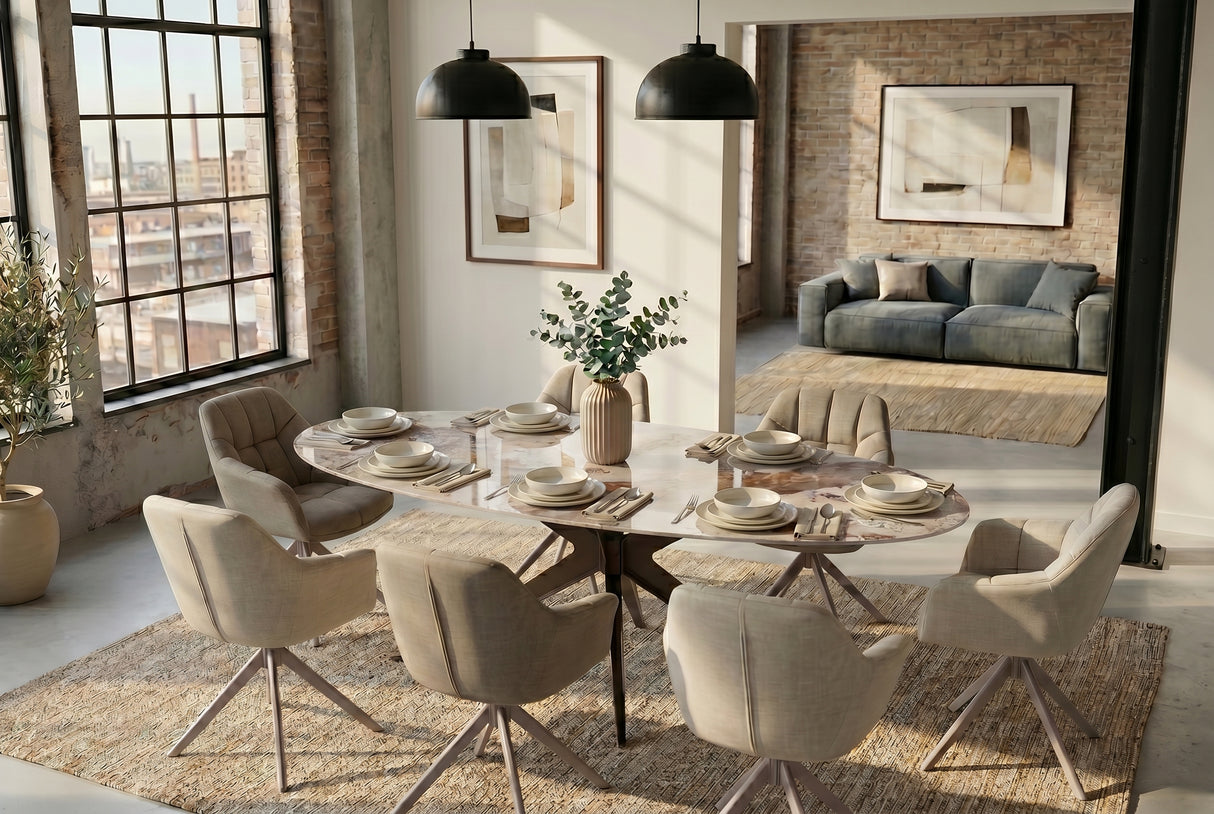 Dining table PANDORA 220cm oval ceramic bronze